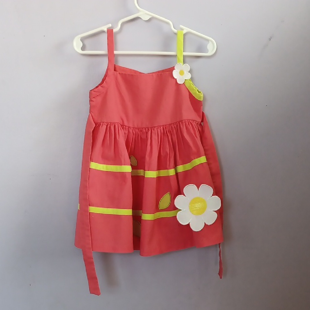 Coral Dress with Floral Design